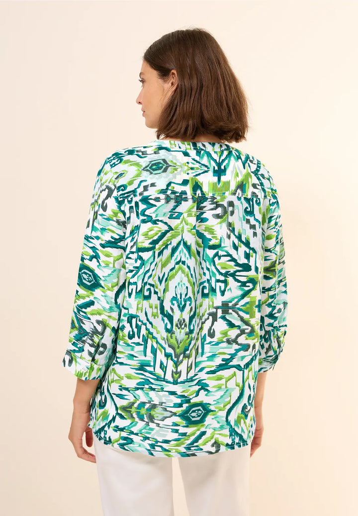 Cecil Linen Blouse In Green Lagoo