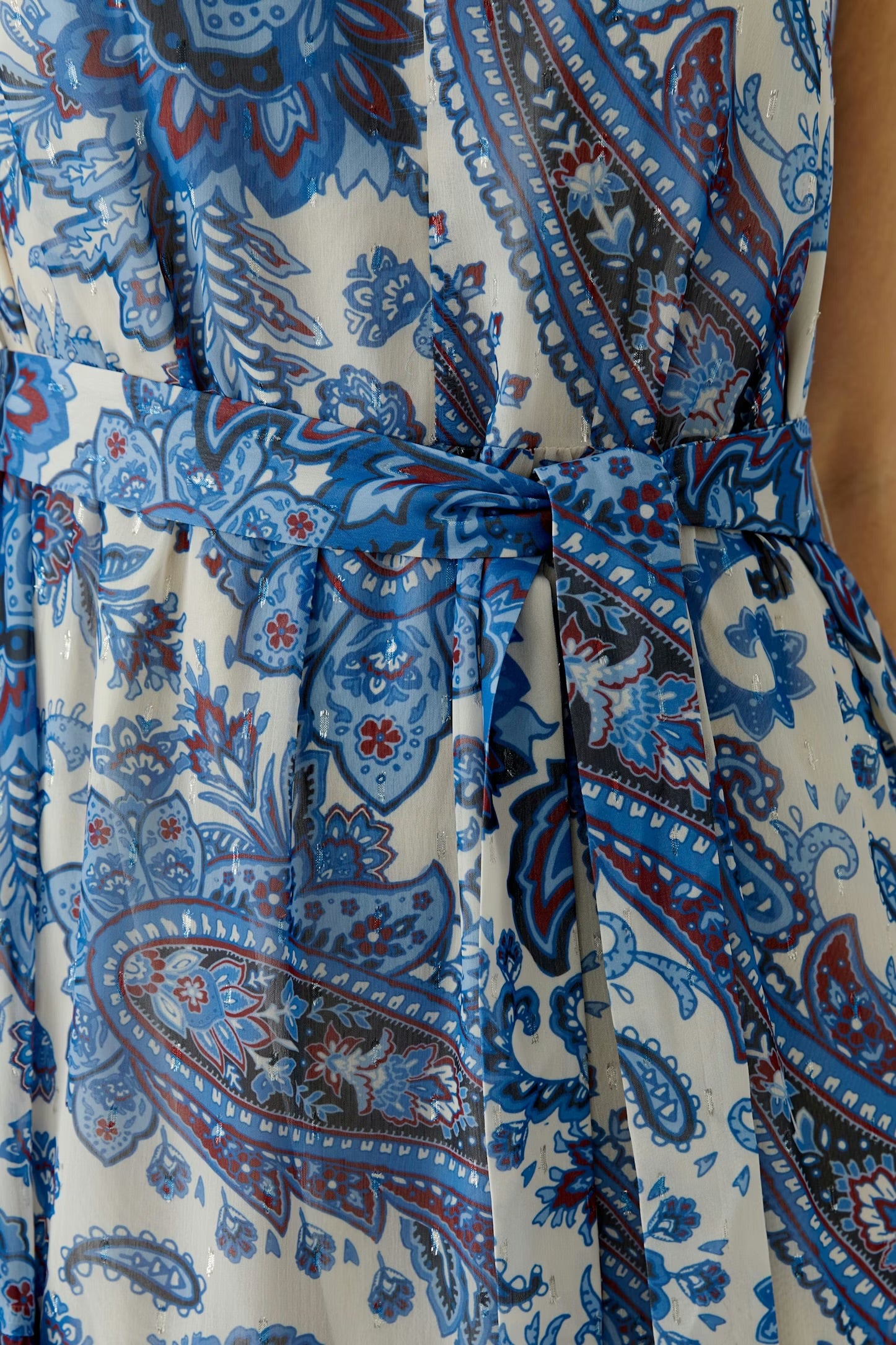 Oui Maxi Dress In Off White & Blue