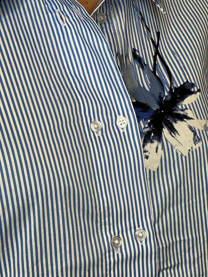 Culture Flower & Striped shirt In Blue