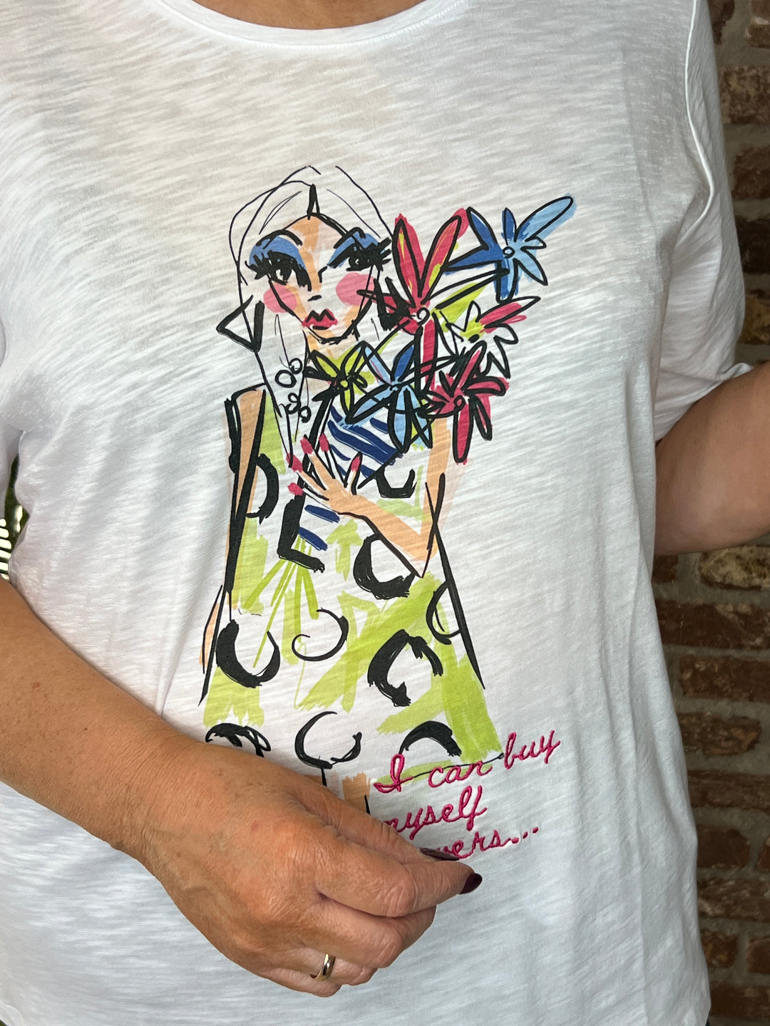 Milano Italy Lady Print T-shirt In Off White