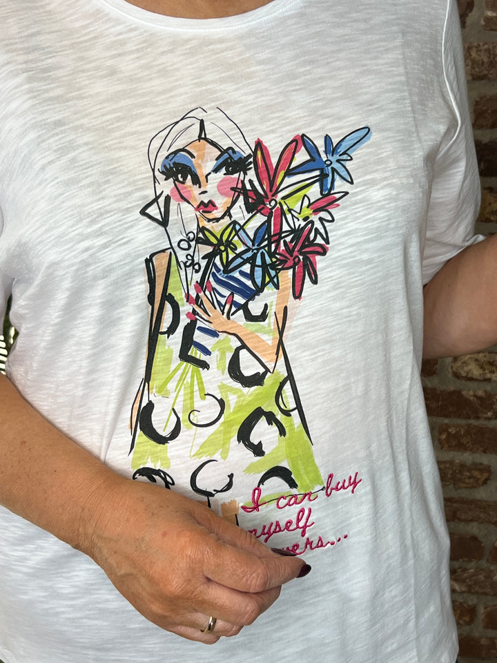 Milano Italy Lady Print T-shirt In Off White