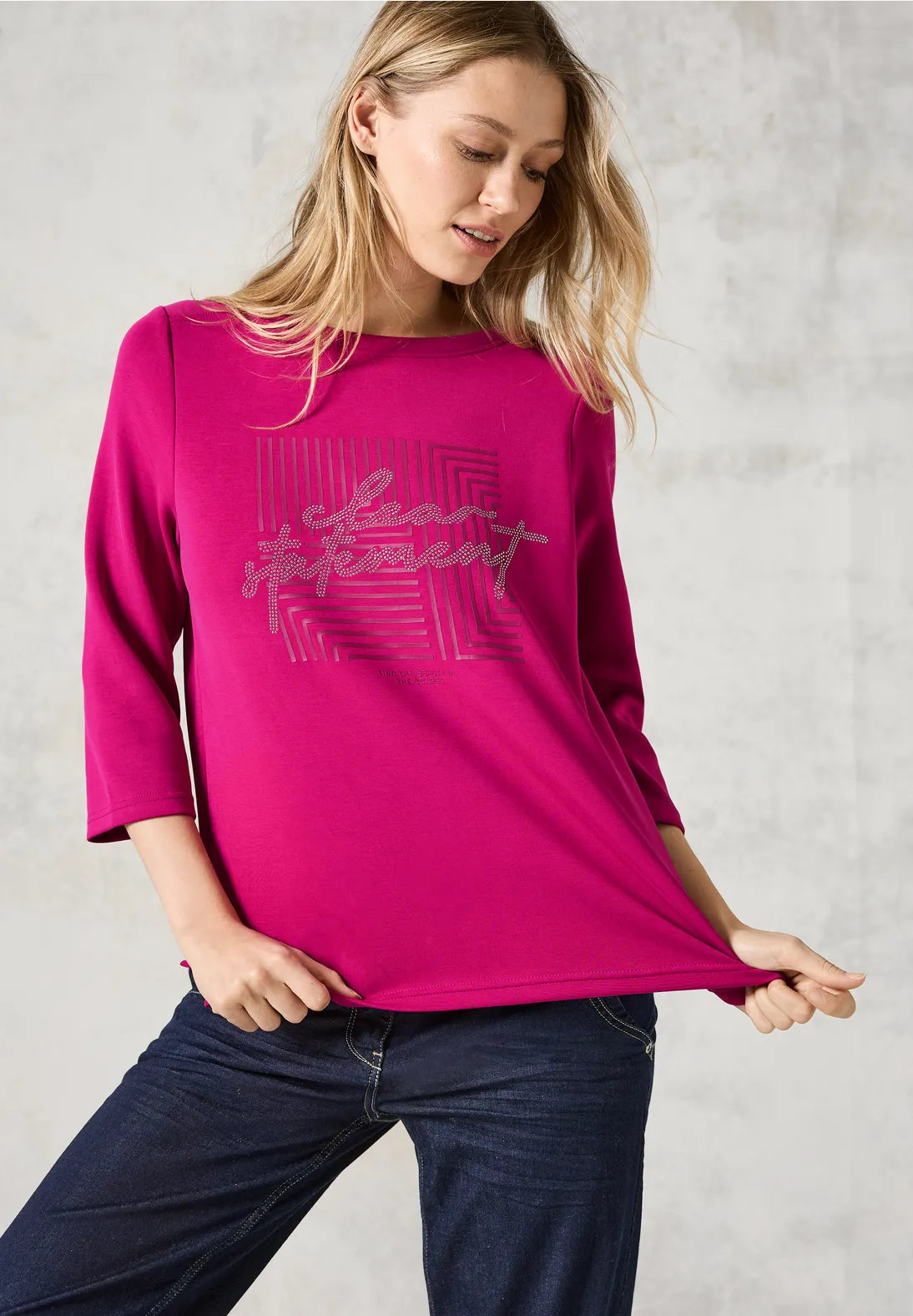 Cecil Hotfix Print Jumper In Jewel Pink