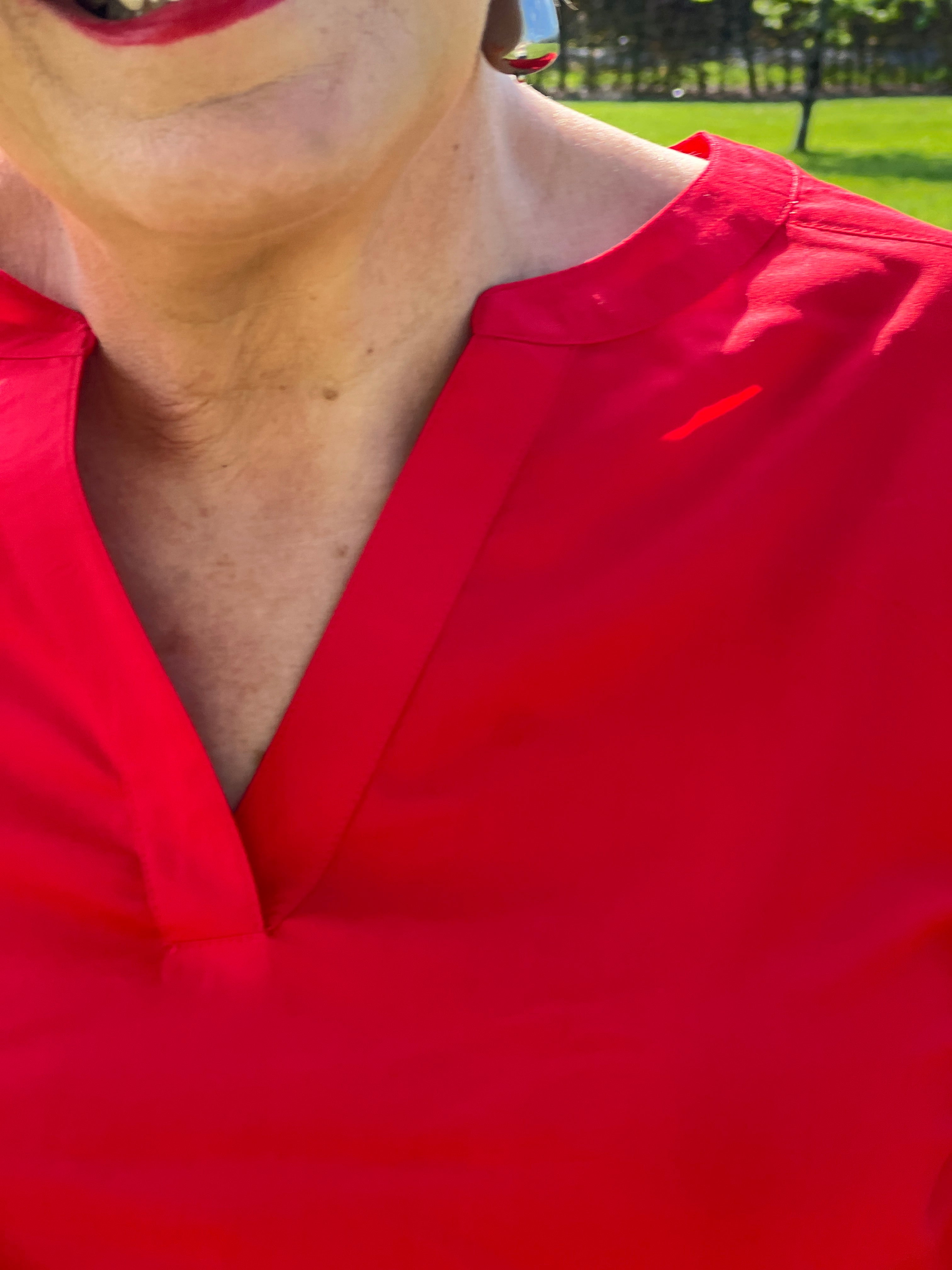 Street One Split Neck Blouse In Red