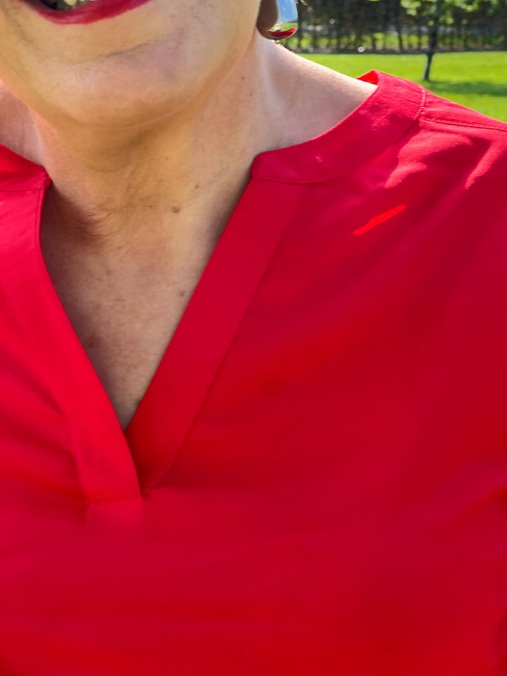 Street One Split Neck Blouse In Red