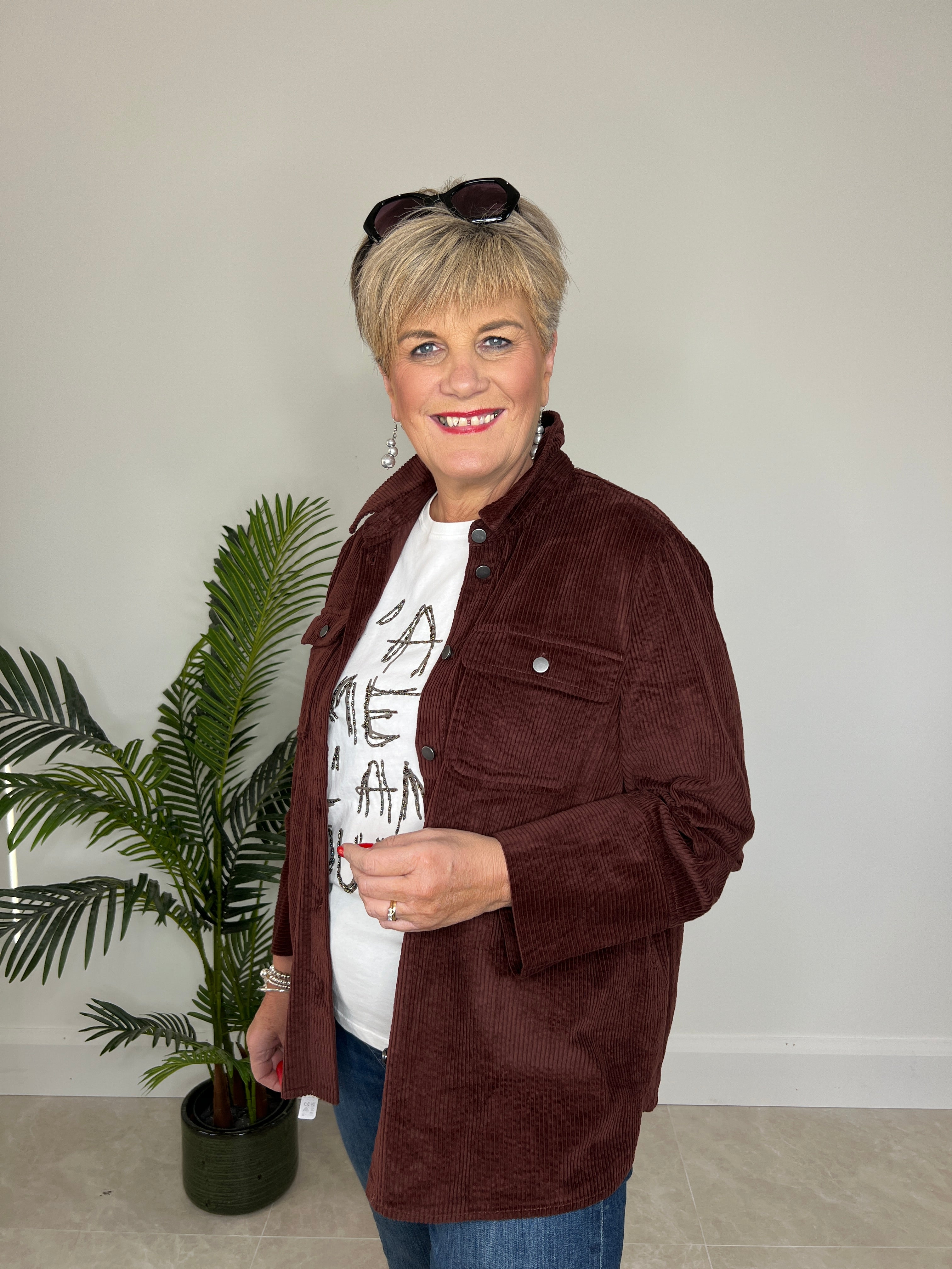 Culture Cubaela Cord Jacket In Bitter Chocolate