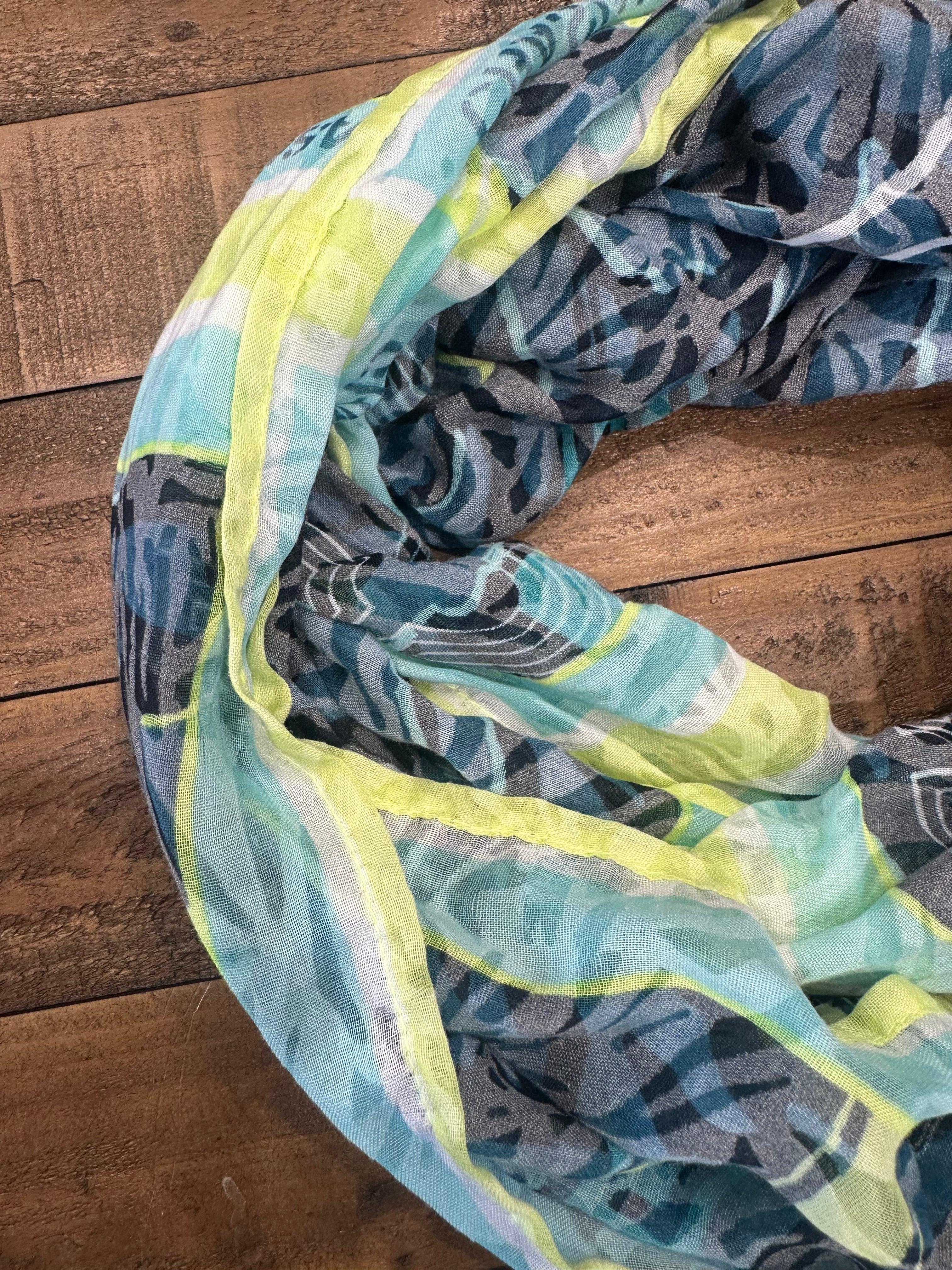 Cecil Print Loop Snood In Lime Green