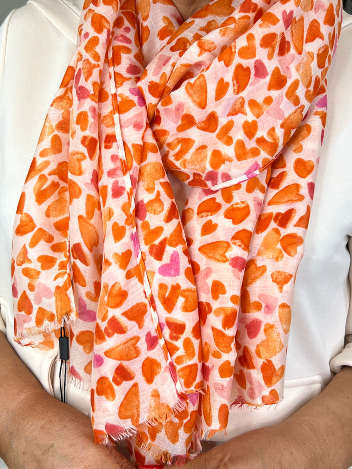 Deck By Decollage Printed Scarf In Orange