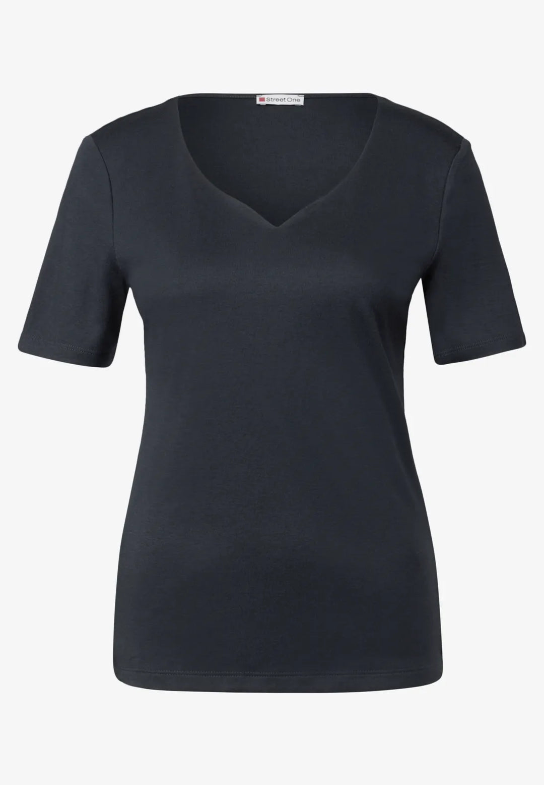 Street One Heart Neckline Top In Deep Water Blue