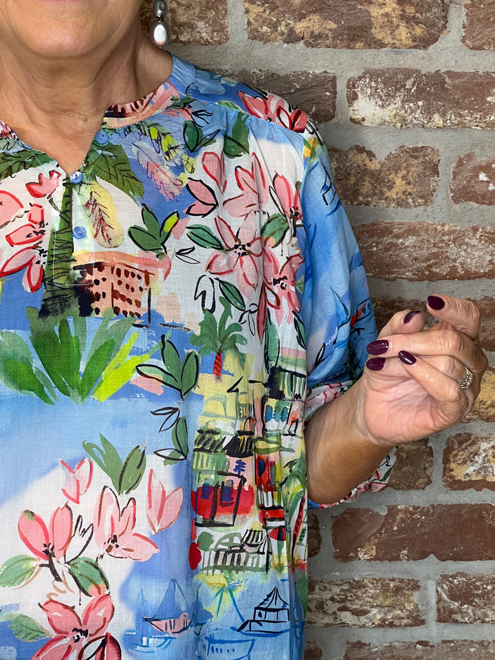 Milano Italy Oversized Blouse In  multi