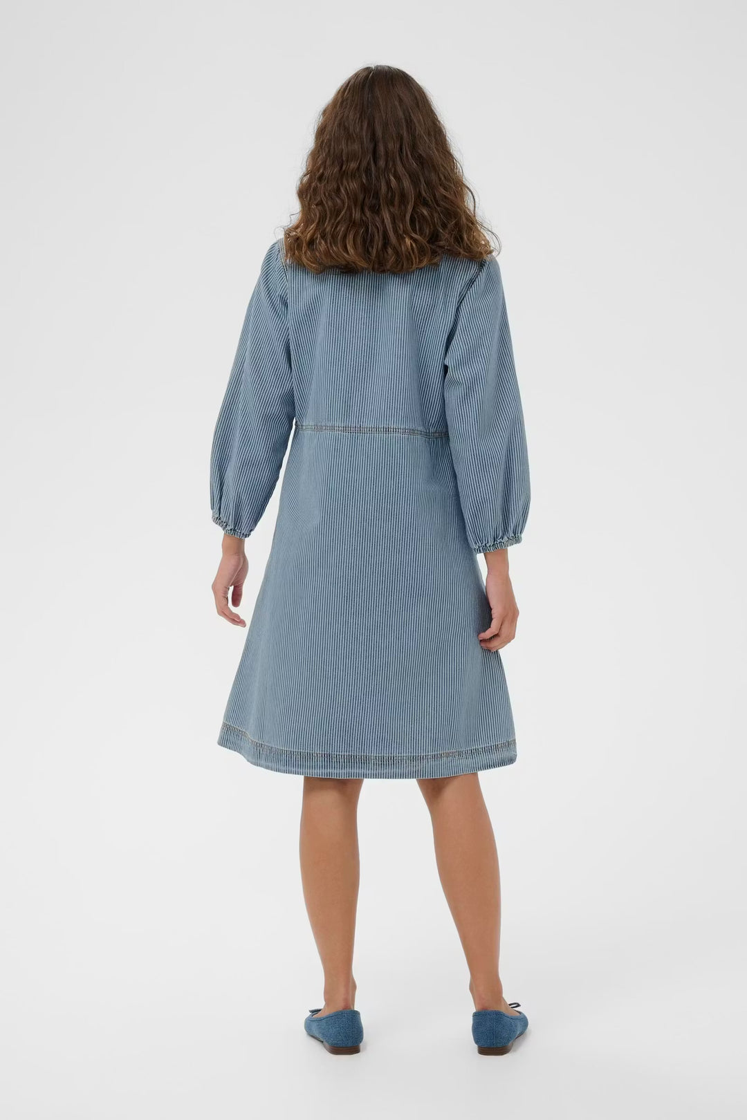 Culture Striped Denim Dress In Blue & White