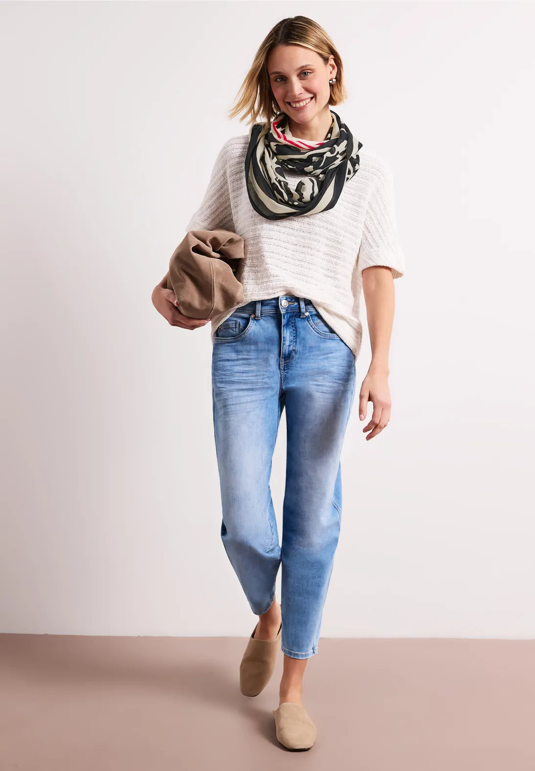 Street One Print Loop Snood In Shadowed Navy