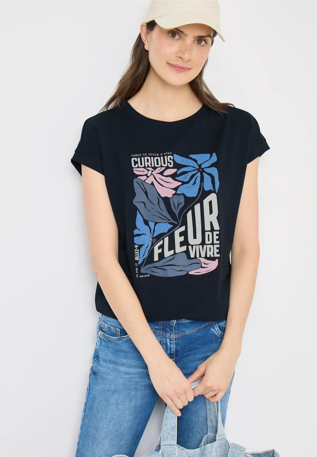 Cecil Fleur Printed t-shirt In universal Blue