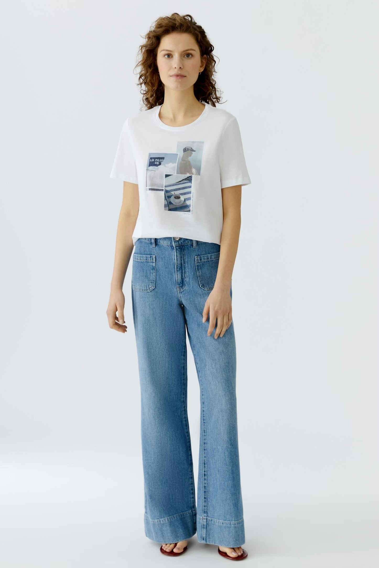 Oui Printed t-shirt In Optic White