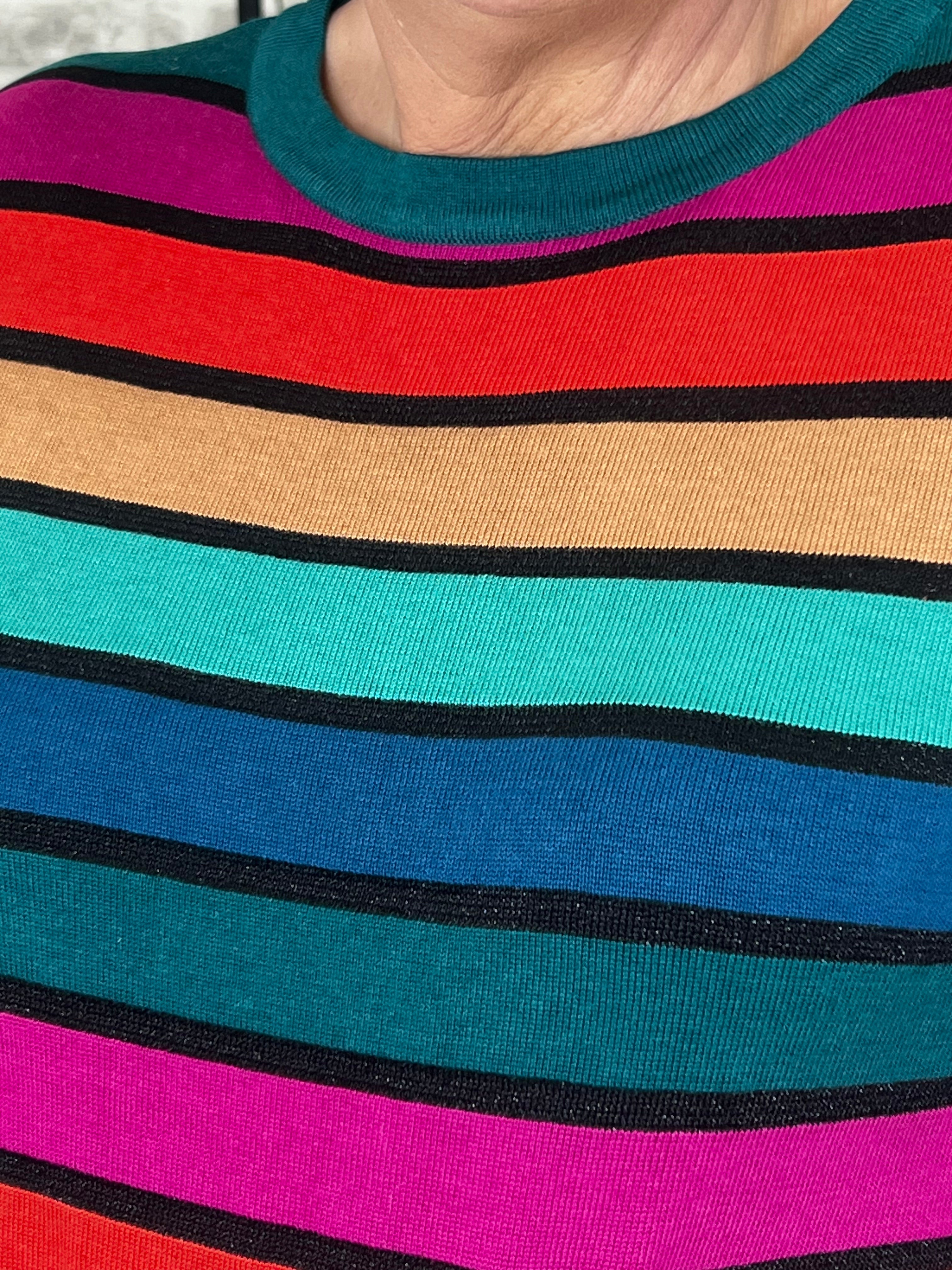 Sugarhill Brighton Astrid Stripe Jumper In Rainbow