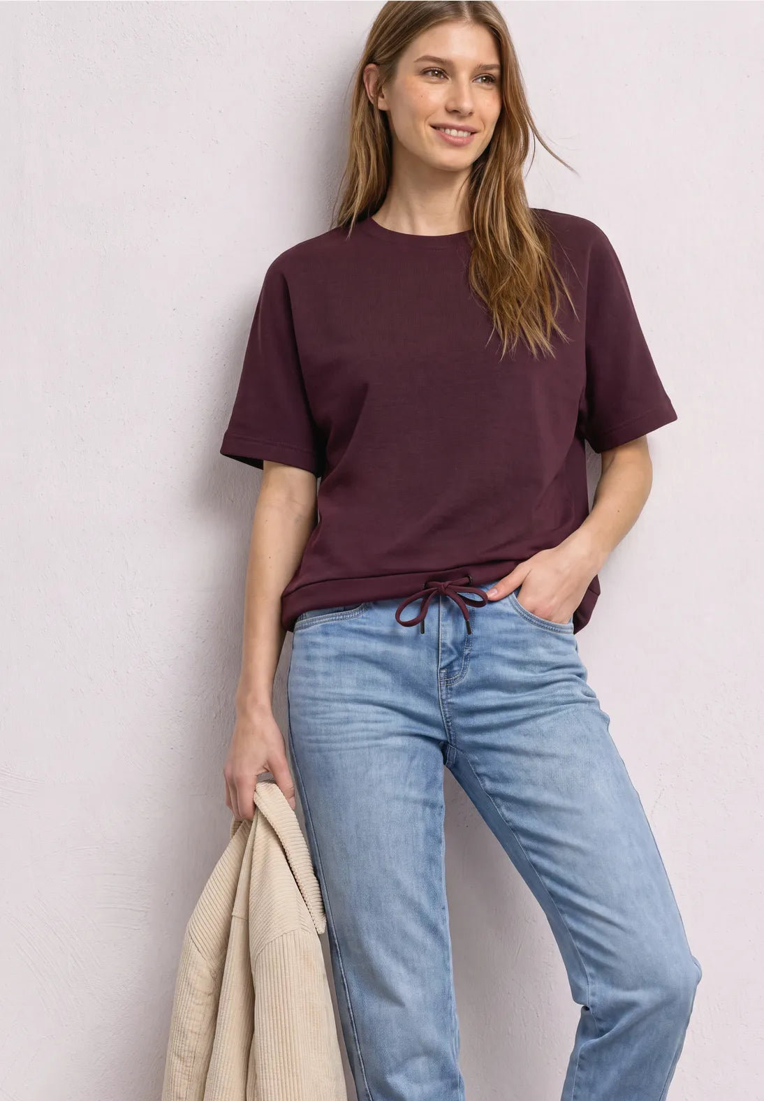 Silk look top in Rustic Rouge