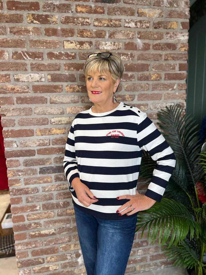 Monari Striped Sweatshirt In Marine