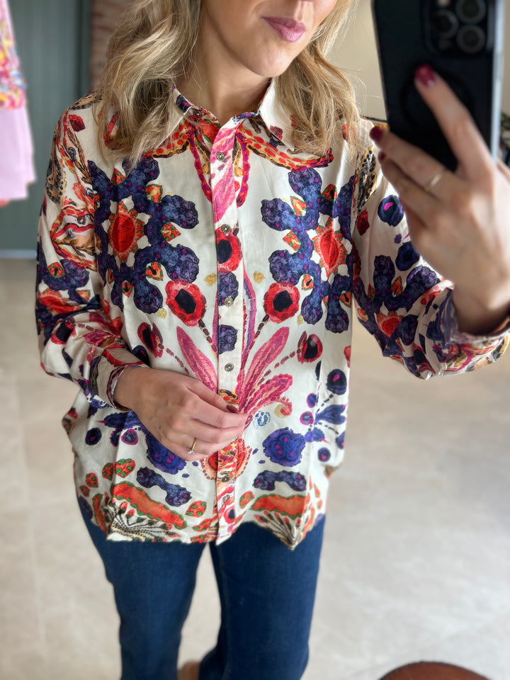 Culture Floral Shirt In Blue & Pink