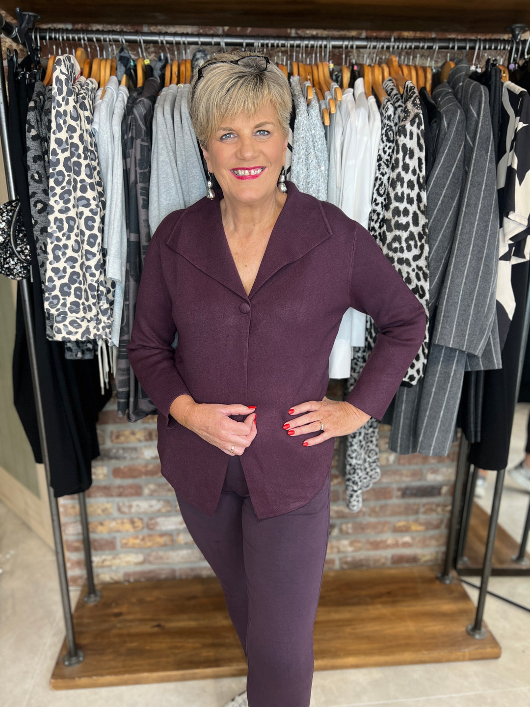 Deck By Decollage Cardigan In Mulberry