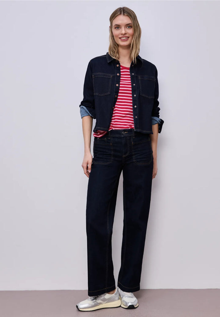 Street One Striped T-shirt In Salsa Red