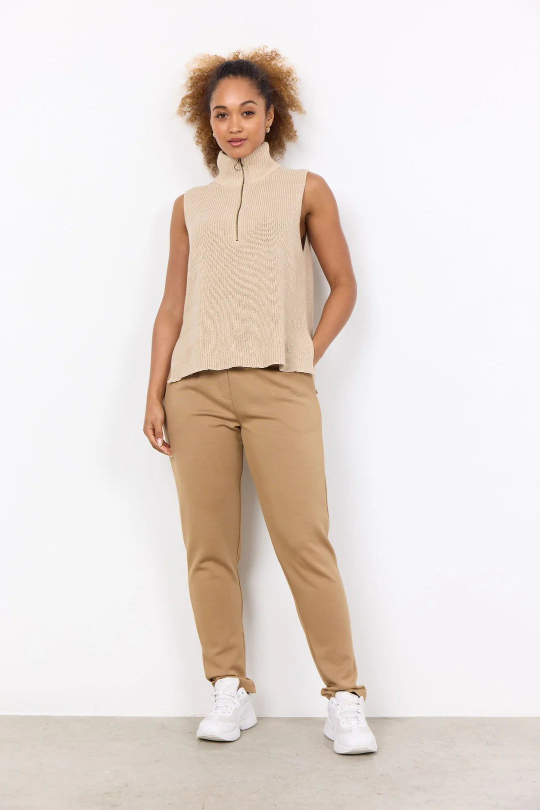 Soya Concept Julia Waistcoat In Sand