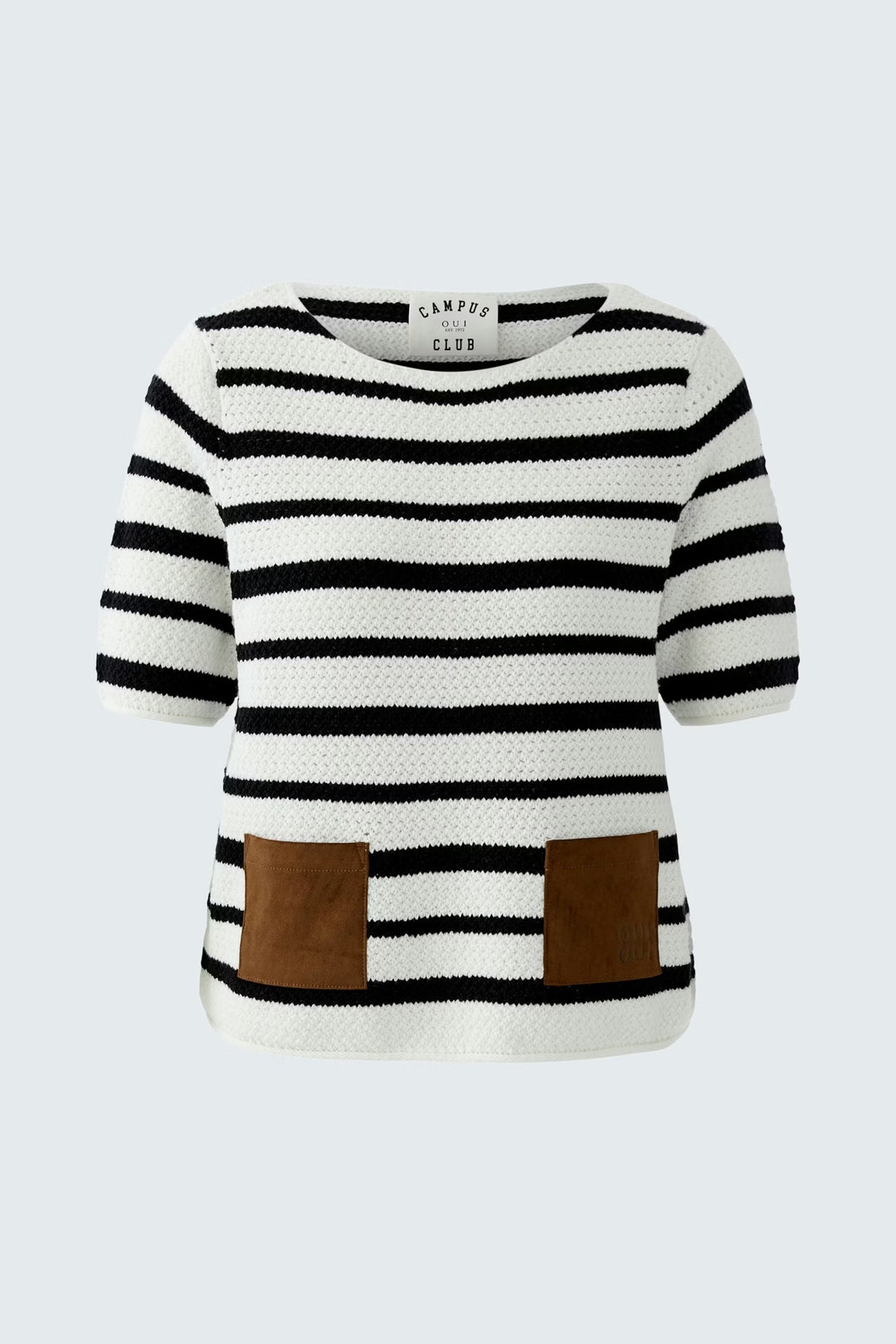 Oui Striped Pullover In White & Black
