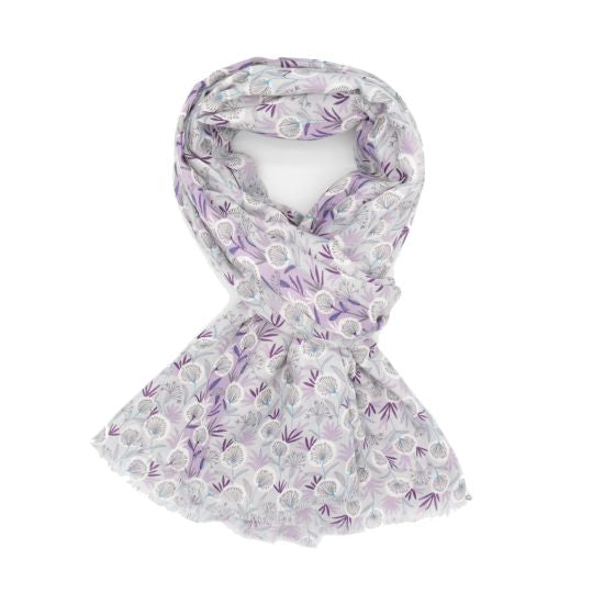 Amelia Dandelion Print Scarf In Silver