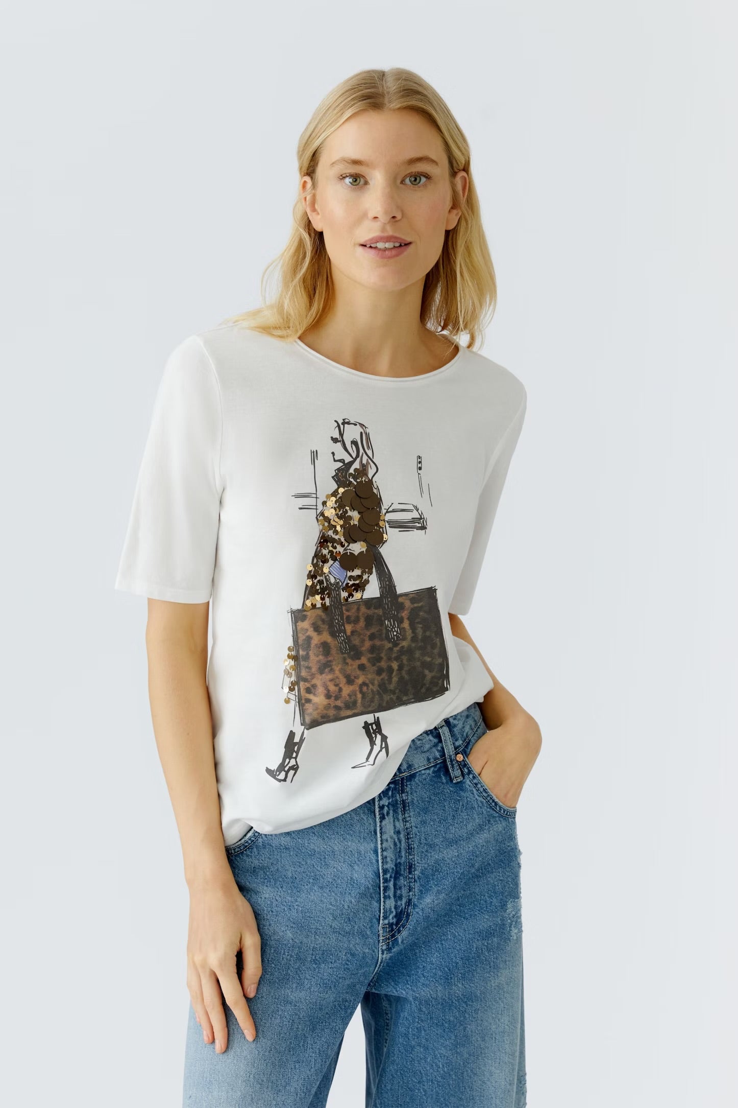 Oui Sparkle T-shirt In Cloud Dancer