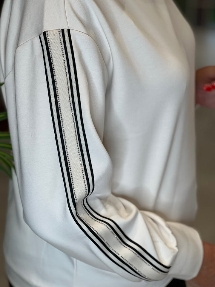 Monari Sweatshirt With Stripe In Almond