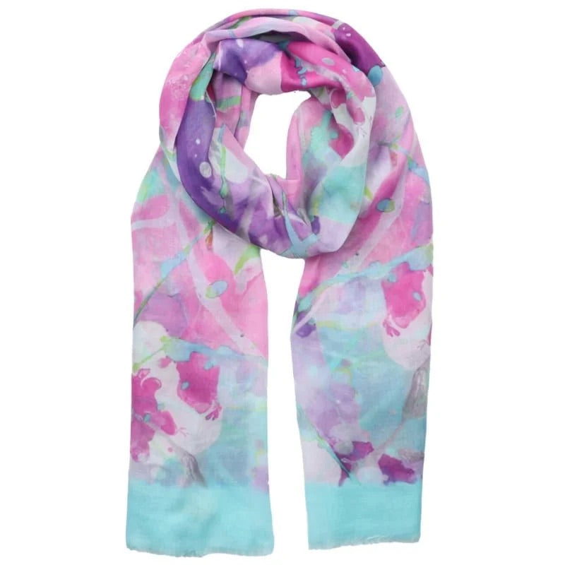 Polly Blened Watercolours Scarf In Blue
