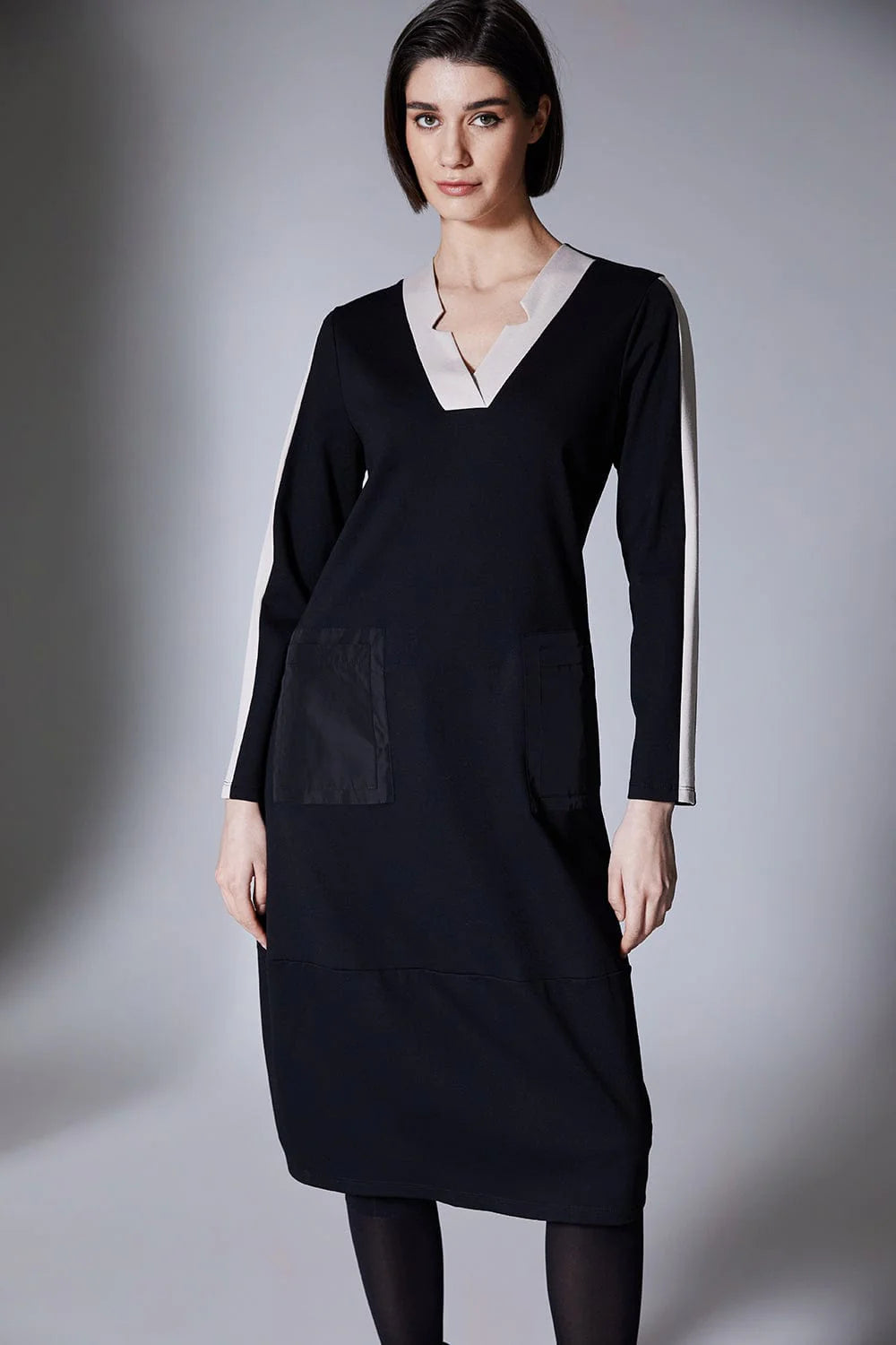 Peruzzi Side Striped Dress In Black