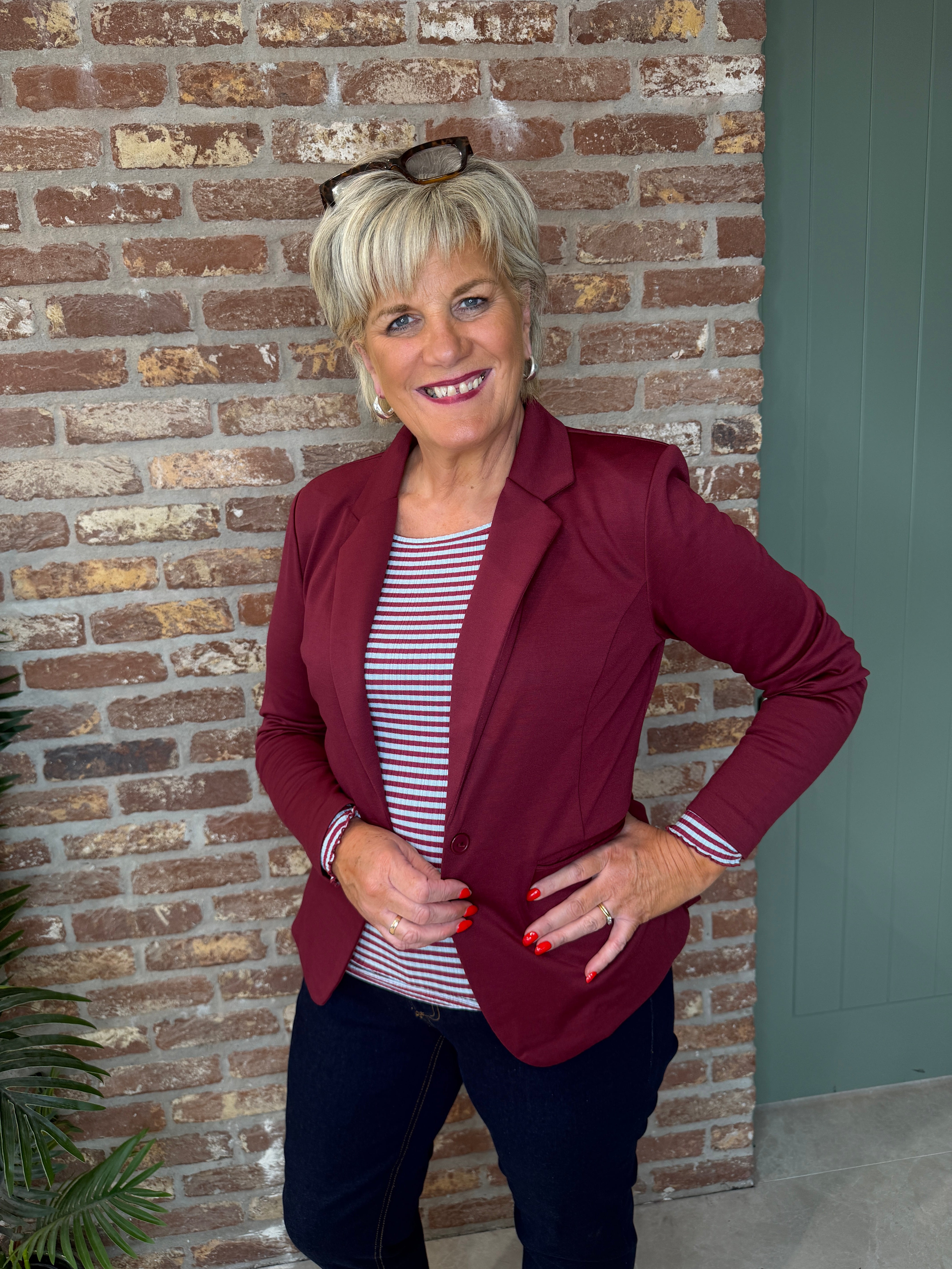 Kate Jersey Blazer In Red