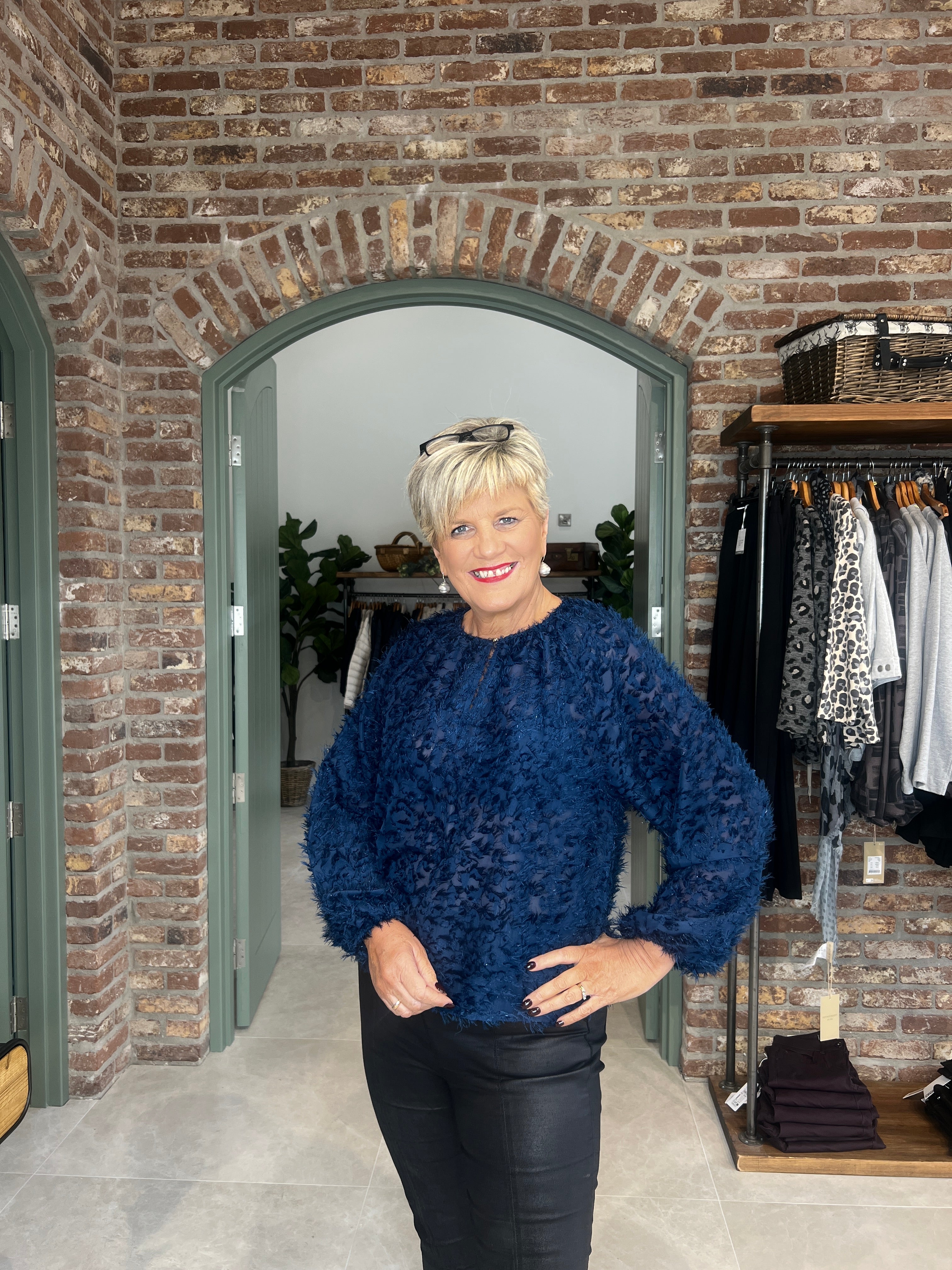 Saint Tropez Raised patterned blouse in Blue