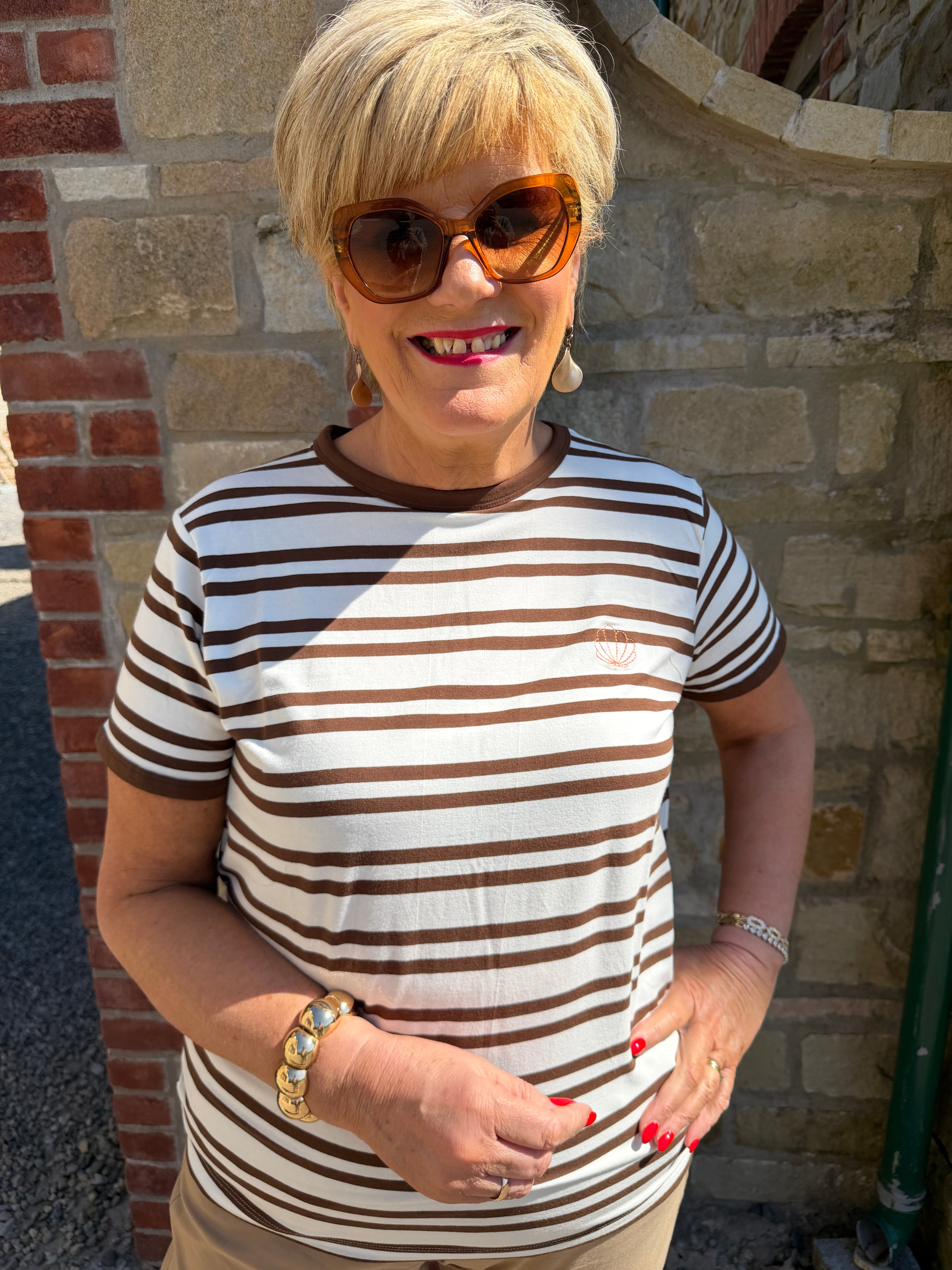 Saint Tropez striped t-shirt in fondue Fudge