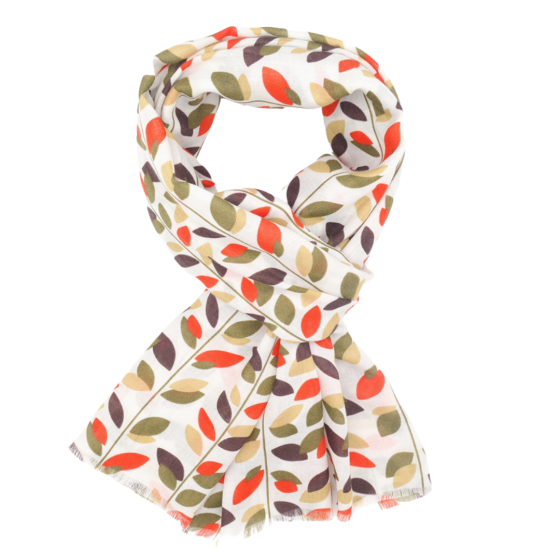 Amelia Leaves Scarf In Ivory