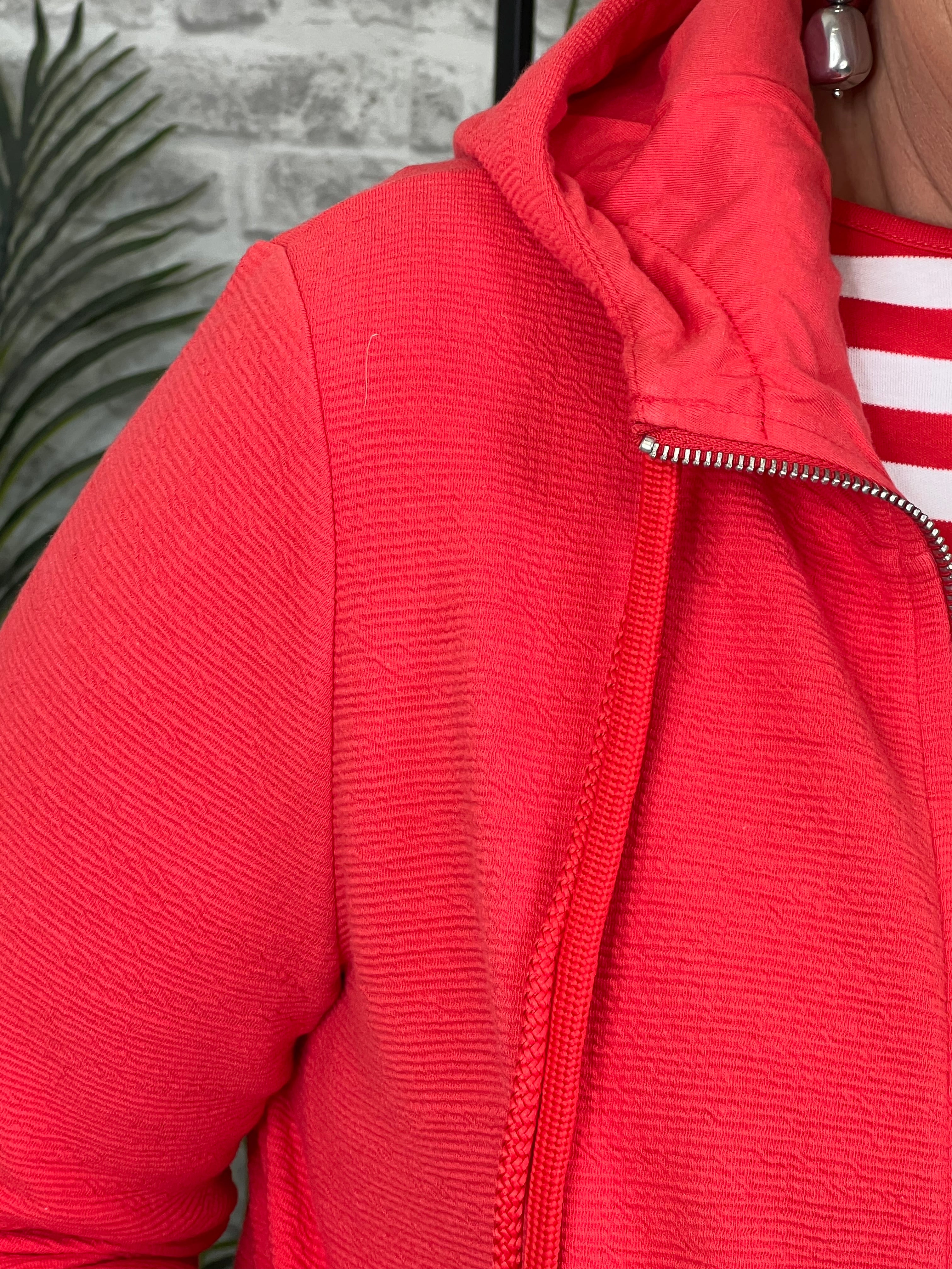 Street One Structured Hooded Jacket In Mandarin Red