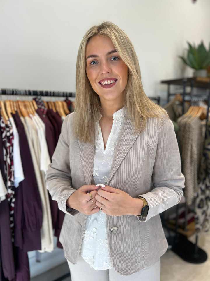 Street One Cord Blazer In Morning Beige