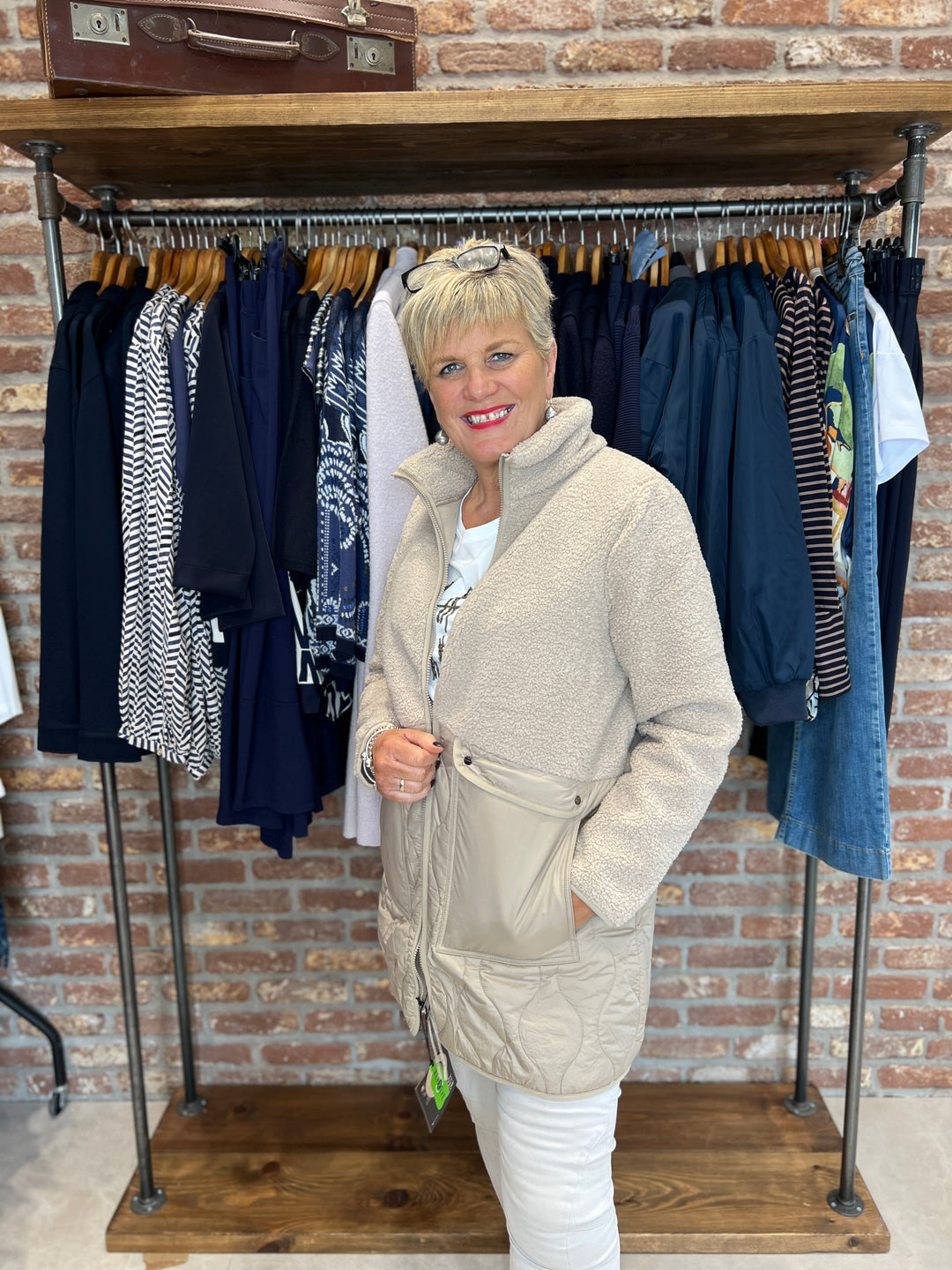 Street One Mat Mix Teddy Coat In Reef Sand