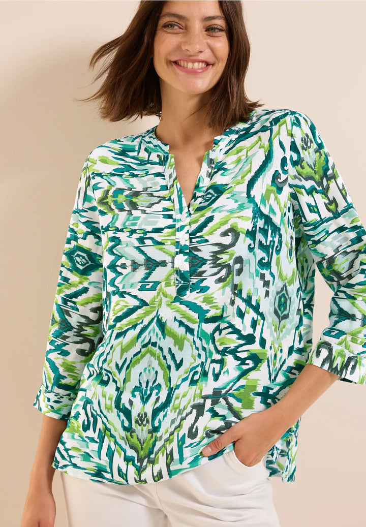 Cecil Linen Blouse In Green Lagoo