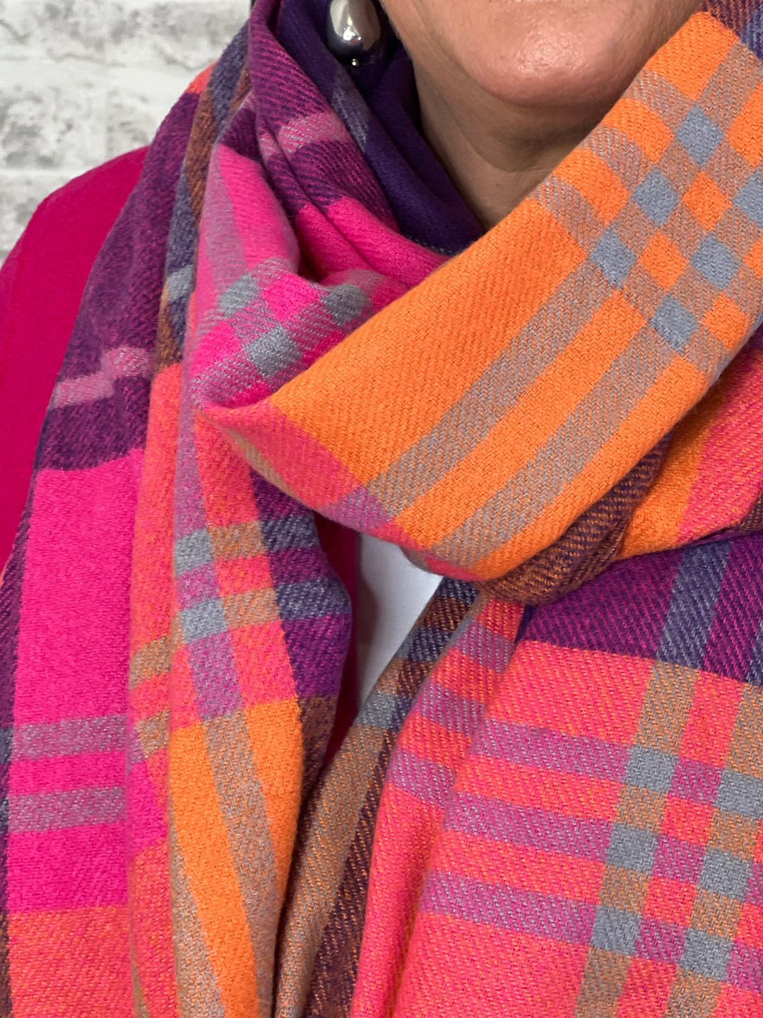 Elsa Checked Scarf In Purple Multi
