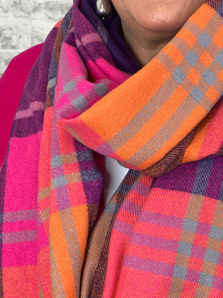 Elsa Checked Scarf In Purple Multi