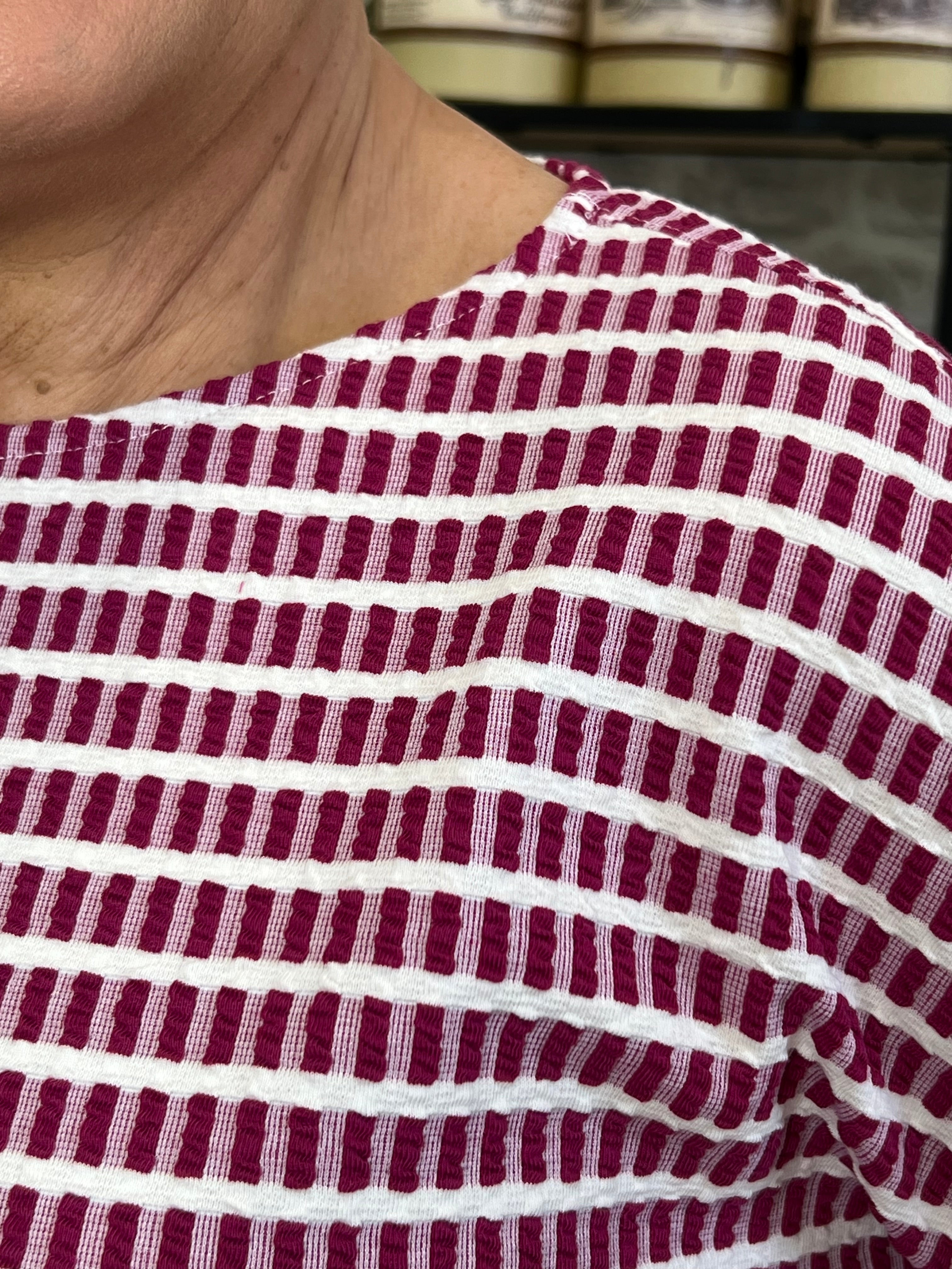 Cecil Patterned Structured Top In Jewel Pink