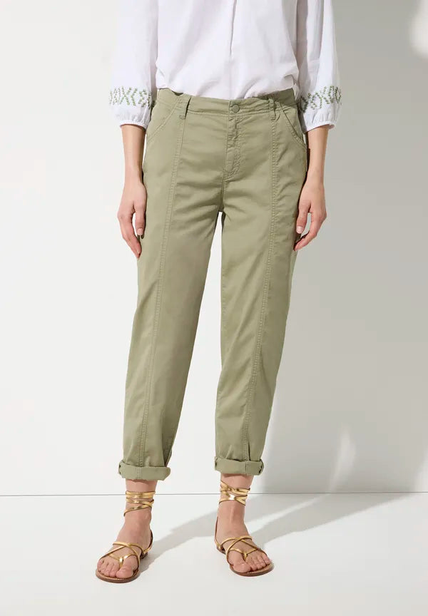 More & More Twill Trousers In Olive Green