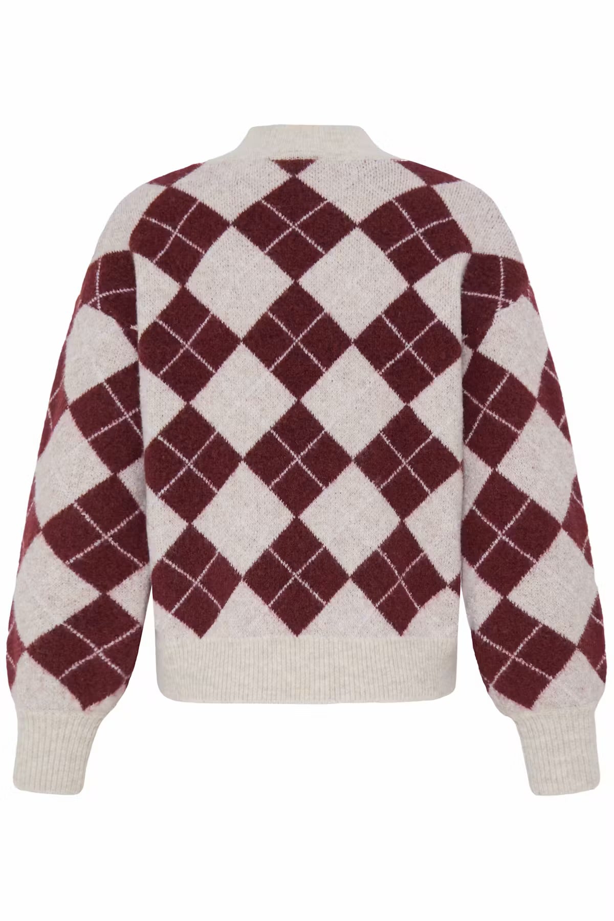 Argyle knit in oatmeal & red