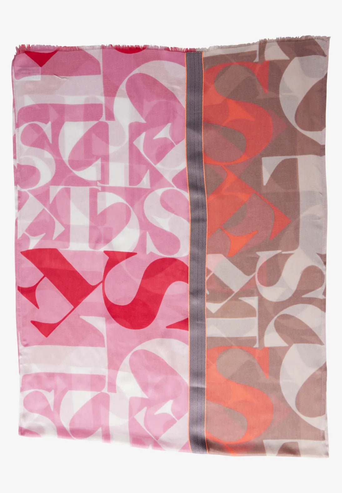 Street One Colour Print Scarf In Mandarin Red