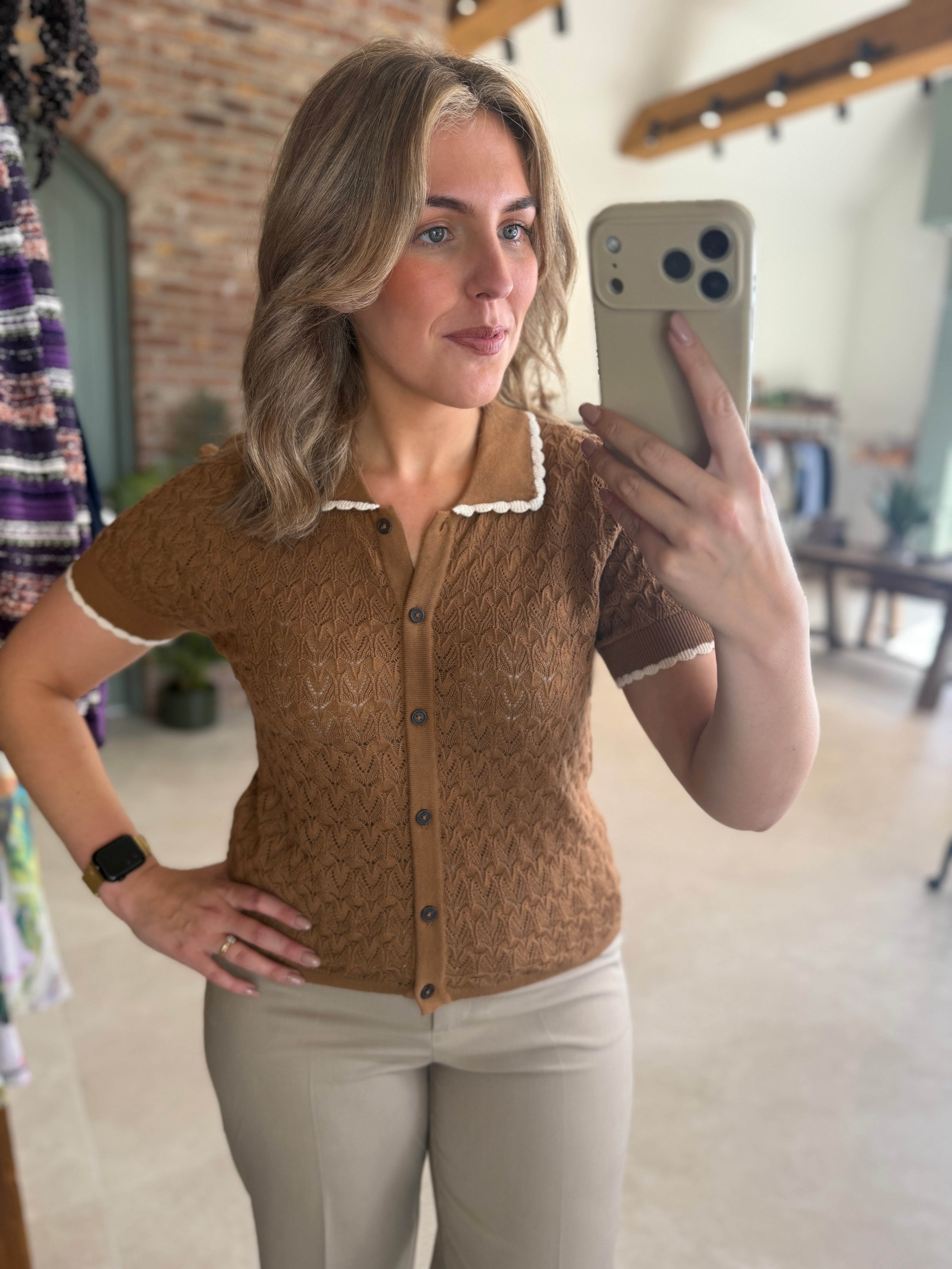 Saint Tropez Polo top in toasted coconut