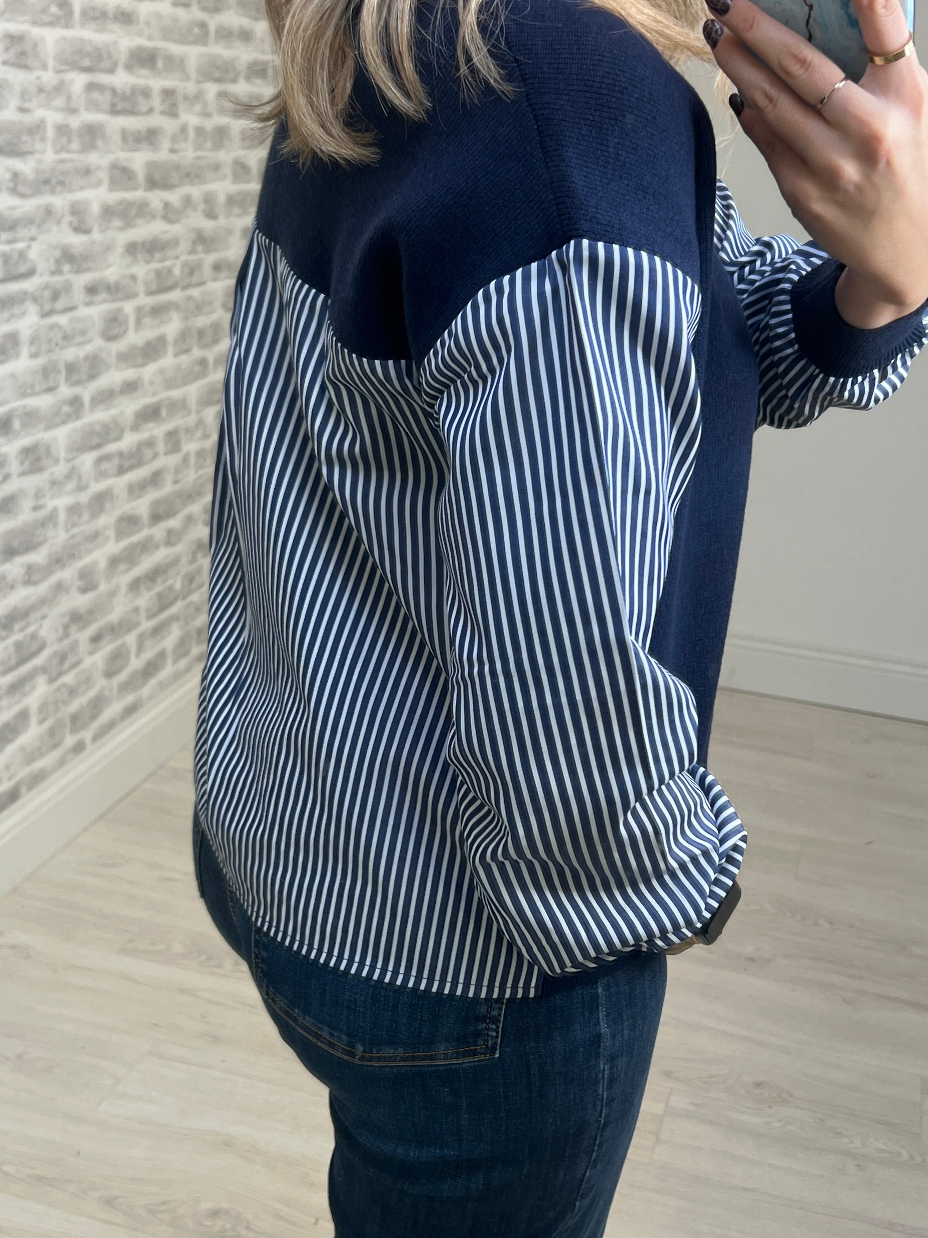 Nümph Numarsy Striped Pullover In Dark Sapphire