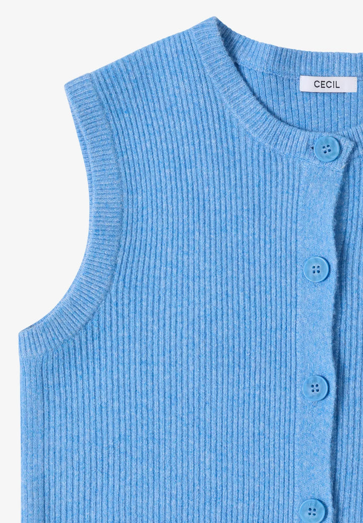 Cecil Rib Vest In Fountain Blue