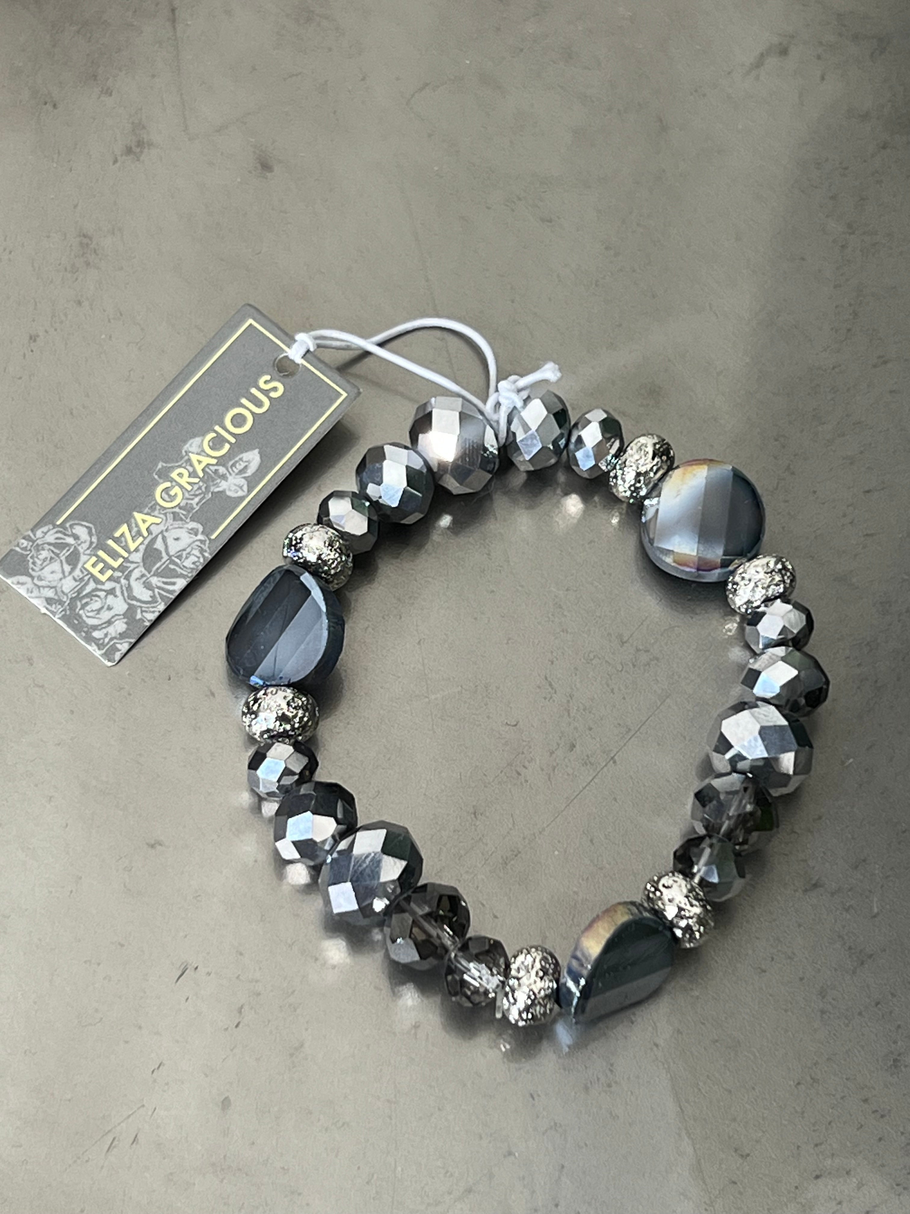 Eliza Gracious Crystal Beaded Bracelet In Grey