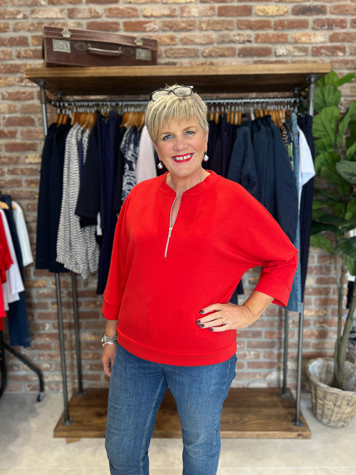 Street One Silk Look Jumper In Racing Red