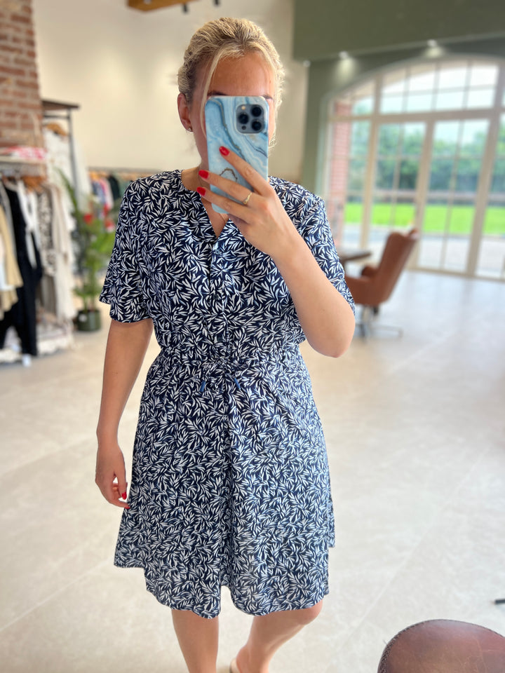Cecil Patterned Dress In Urban Dark Blue